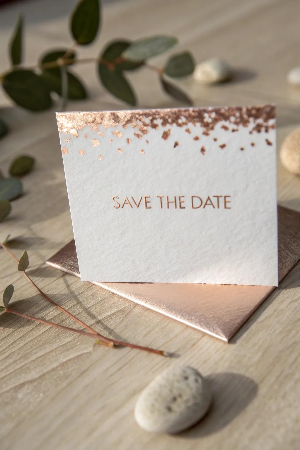 Elevate your DIY invites with a touch of metallic elegance. Perfect for a minimalist heart.
