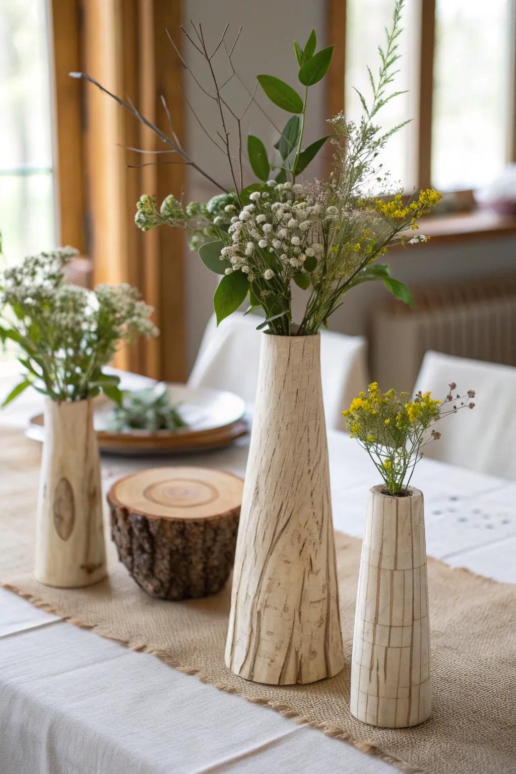 Elevate your woodland baby shower with layered heights and natural charm.