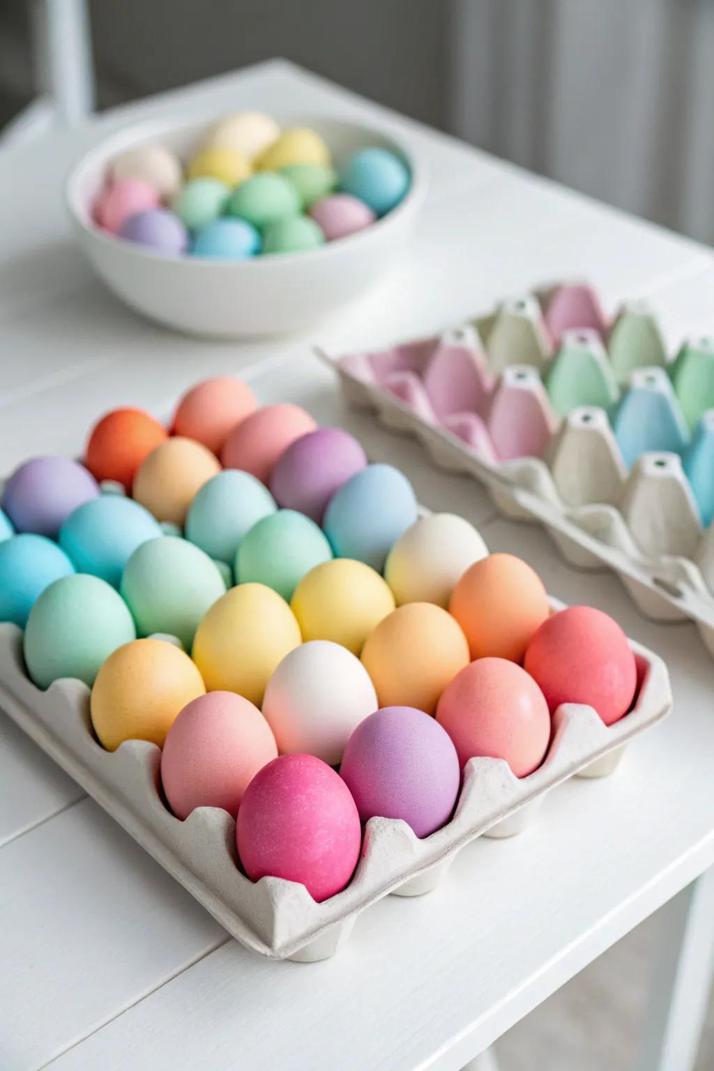 Pantone color eggs offer a chic and modern Easter decor option.