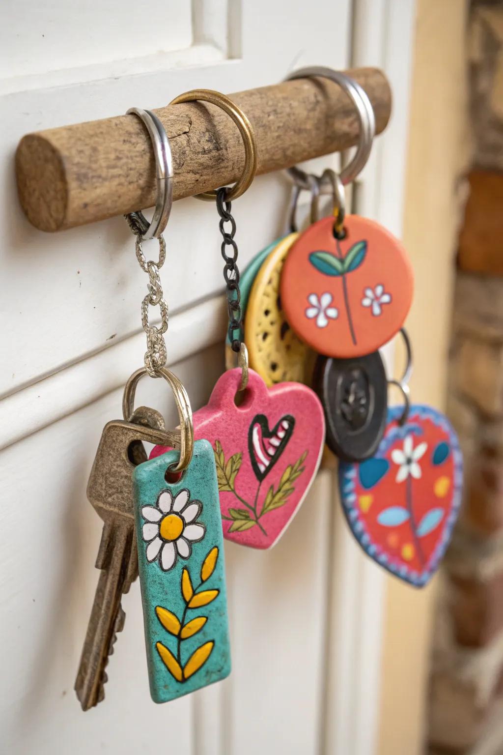 Unique clay keychain charms that add a personal touch to your keys.