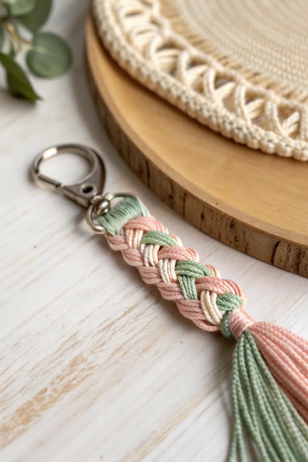 Embrace simplicity and style with handcrafted embroidery floss key fobs, perfect for adding a personal touch to your keys.