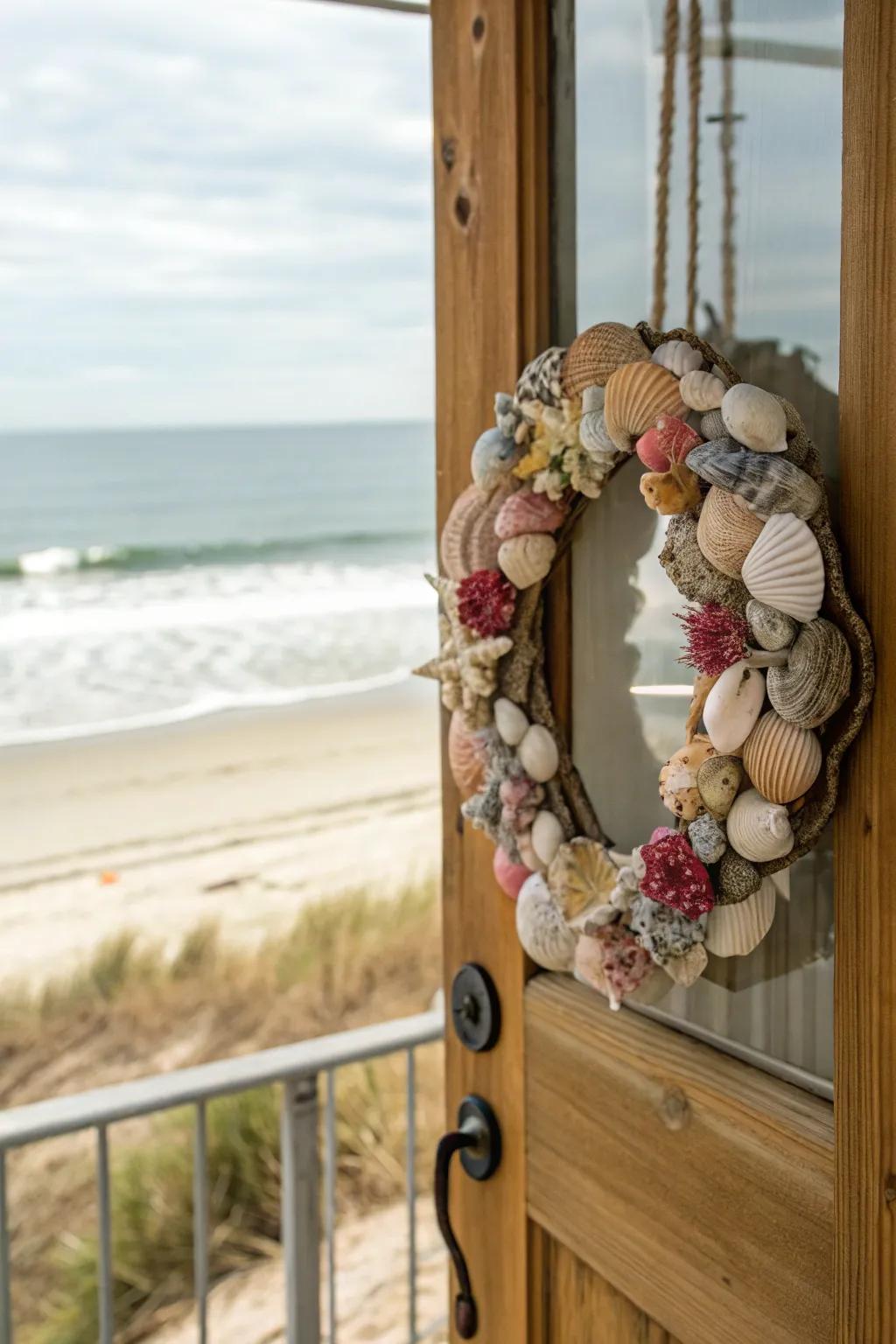 Seashells add an elegant oceanic touch to your wreath.