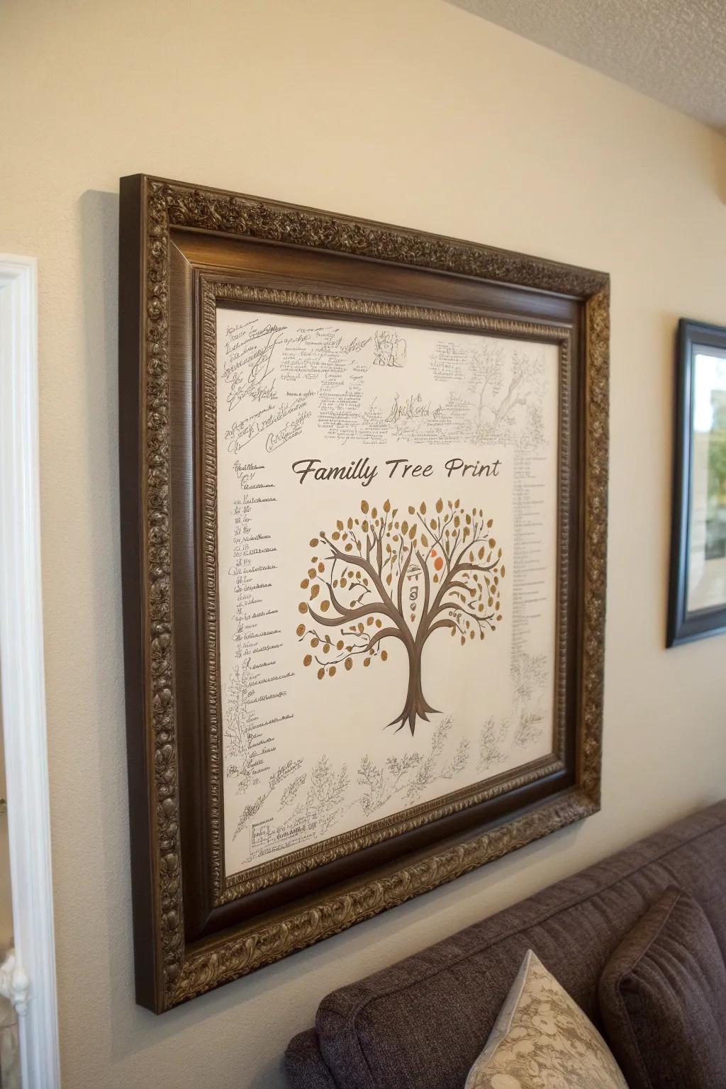 Family tree prints beautifully showcase lineage and connections.