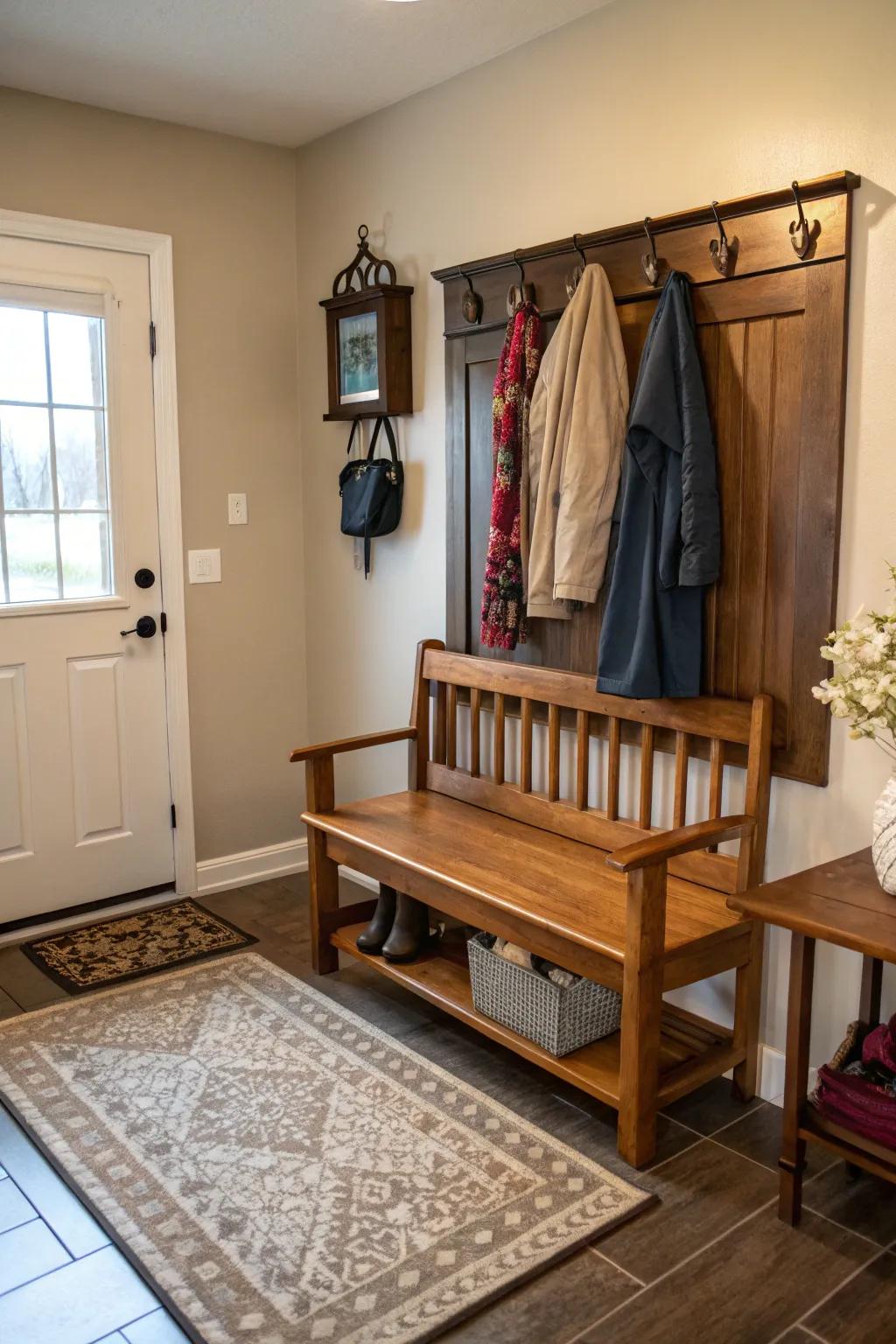 A welcoming entryway sets the tone for a farmhouse home.