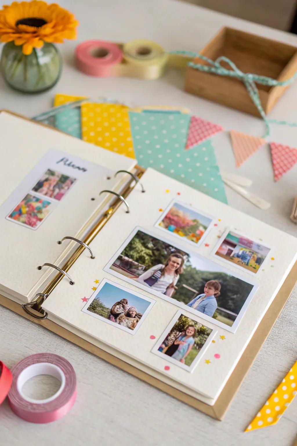 A DIY photo album captures the day's cherished moments.