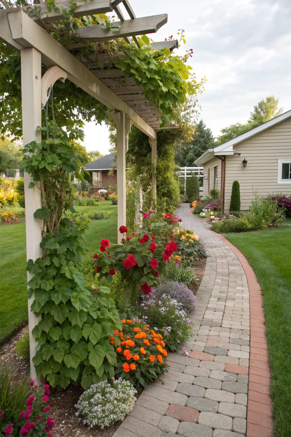 A pergola adds height and shade to your garden.