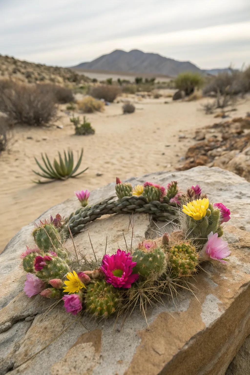 A desert bloom crown with unique textures.