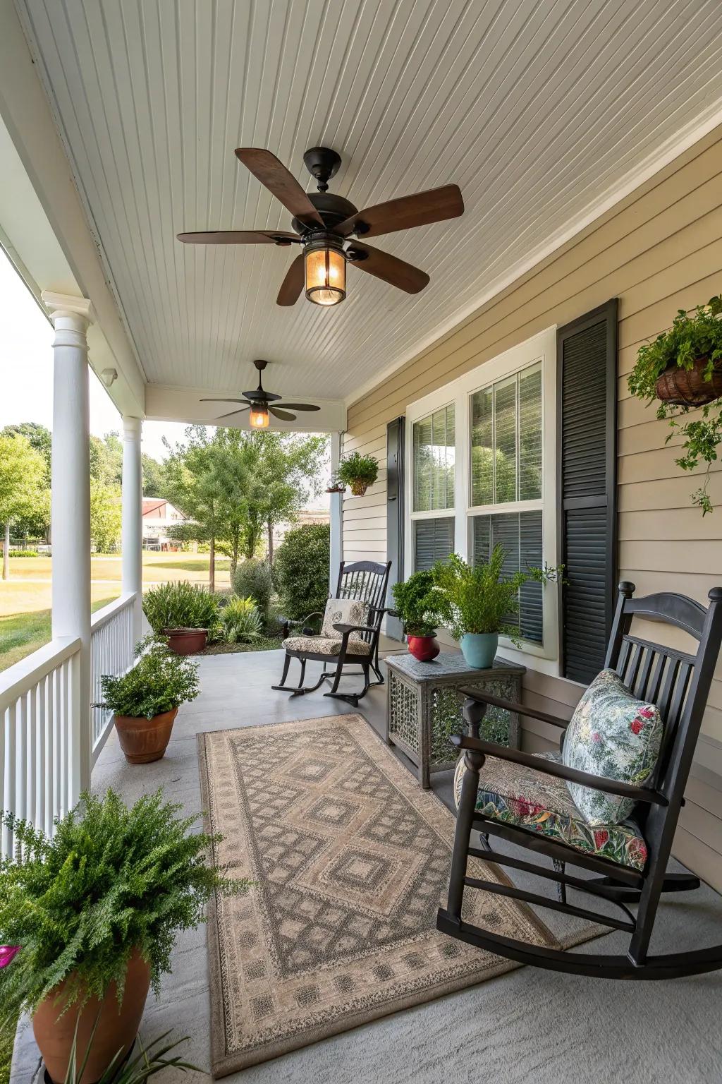 A ceiling fan adds comfort and style.