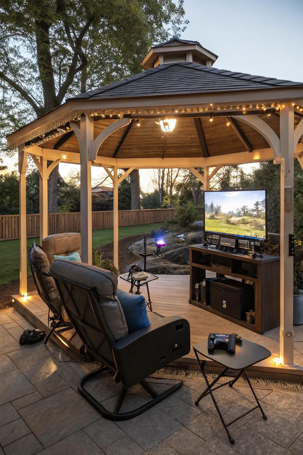 Transform your gazebo into a gaming hub with the right setup.