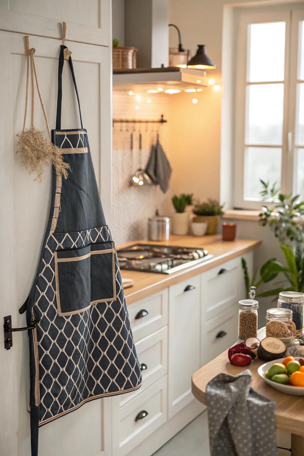 A stylish apron combines functionality with fashion.