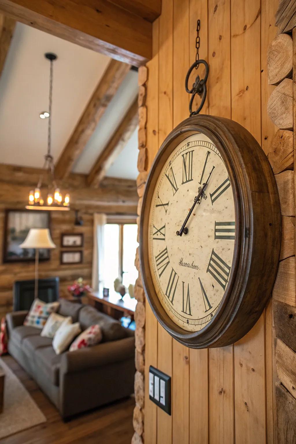 A farmhouse clock that combines style and functionality.