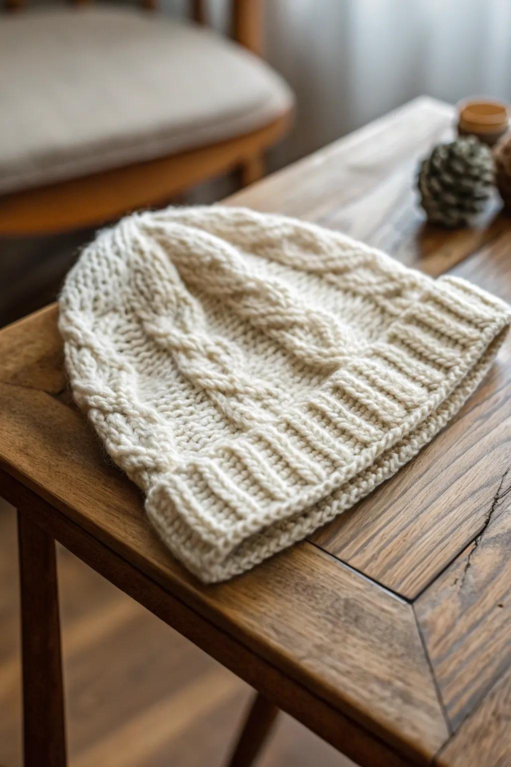 A cozy knitted beanie perfect for keeping warm in style.