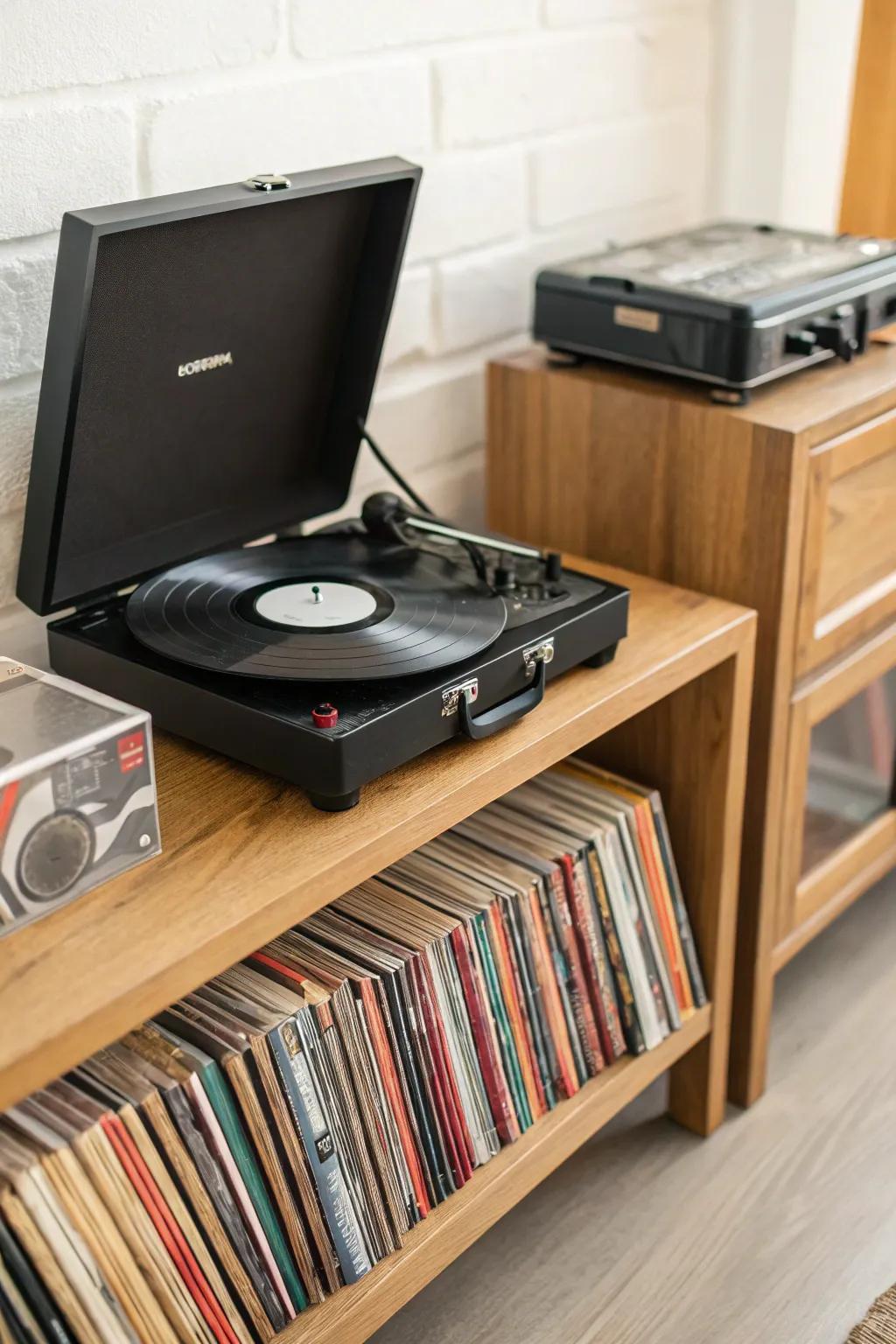 Revisit the classics with a vintage-style record player