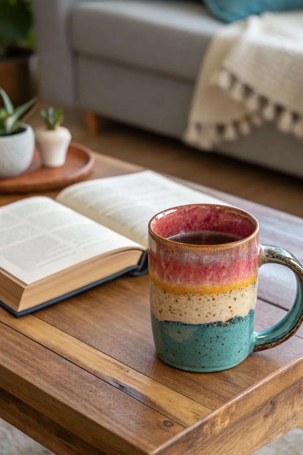 Enjoy your favorite beverage in a handmade ceramic mug.