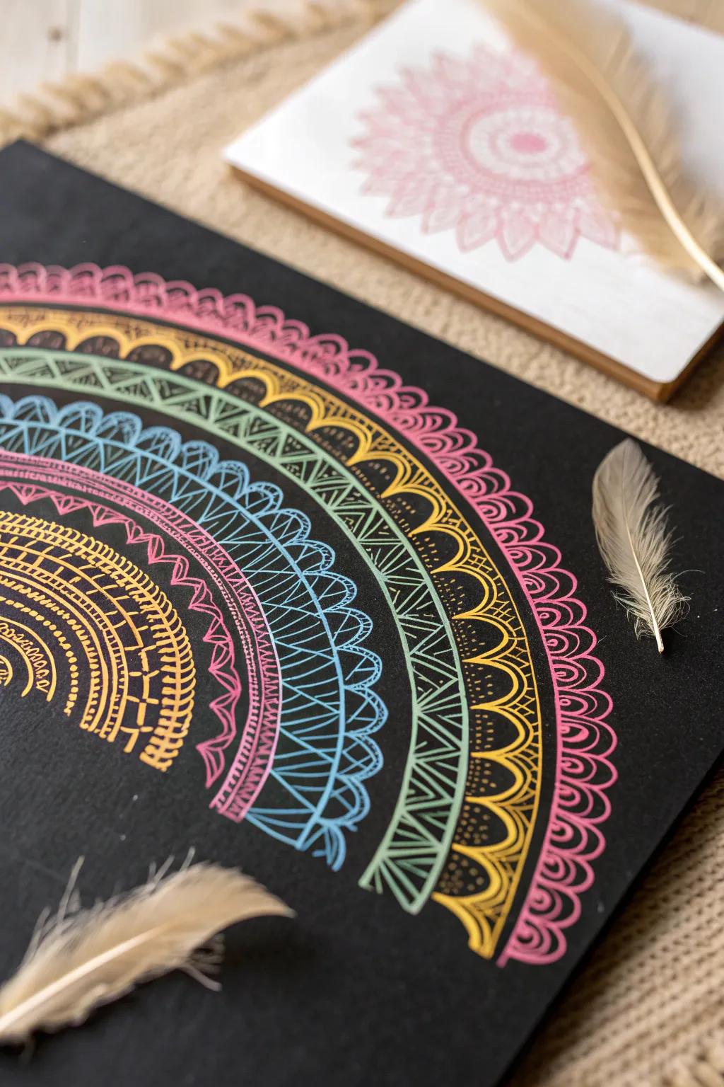 Discover the magic of colors beneath the surface with enchanting rainbow scratch art!