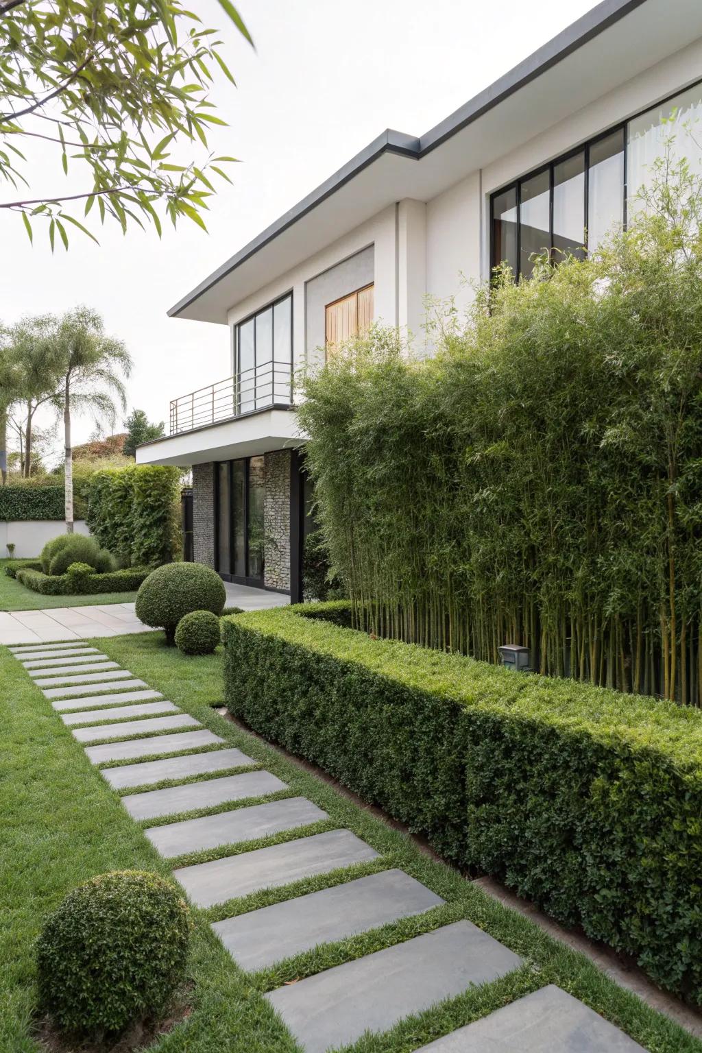 Modern bamboo hedges offering a minimalist, Zen-like feel.