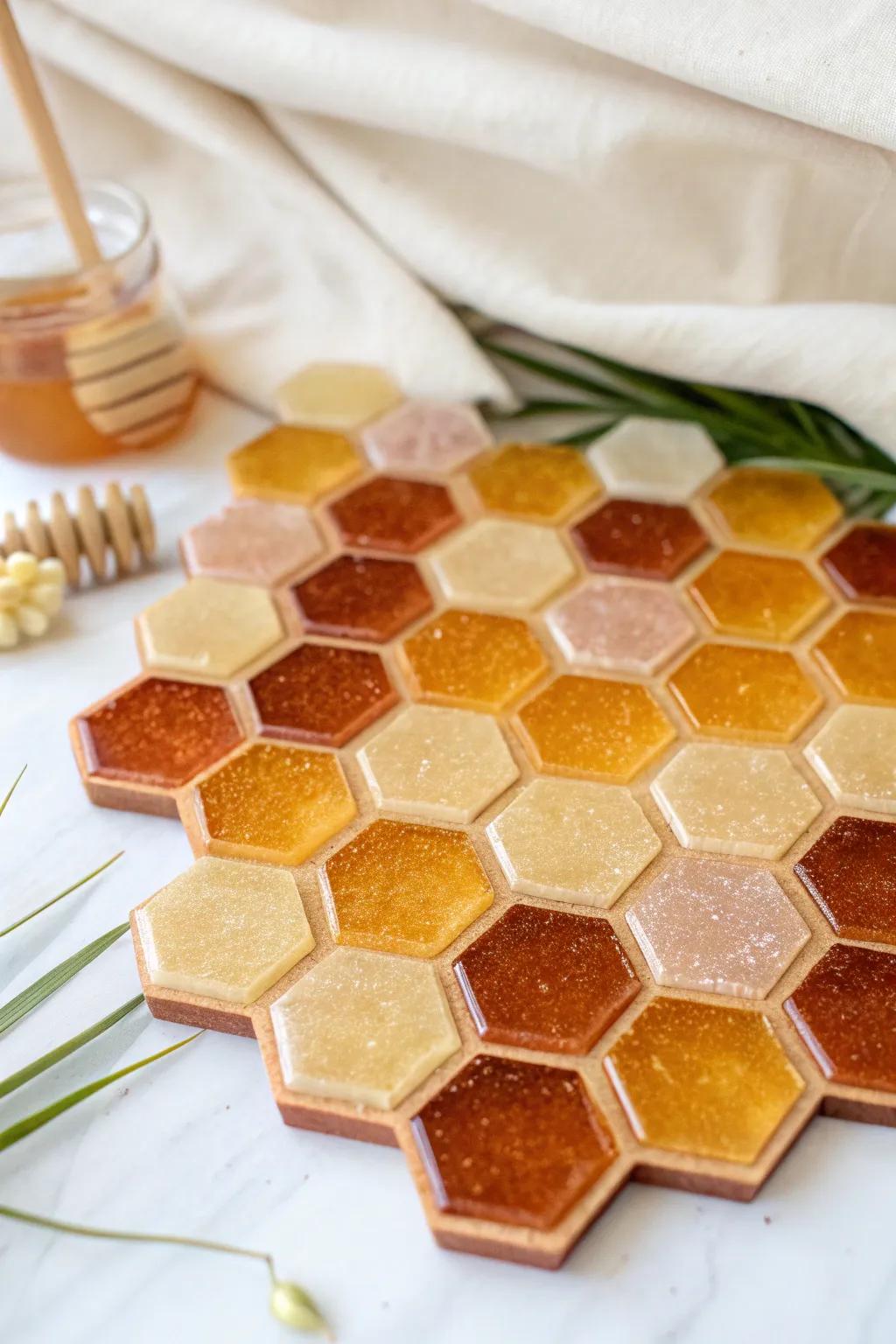 Elevate your space with the elegance of honeycomb resin art, where modern design meets natural charm. 🍯✨