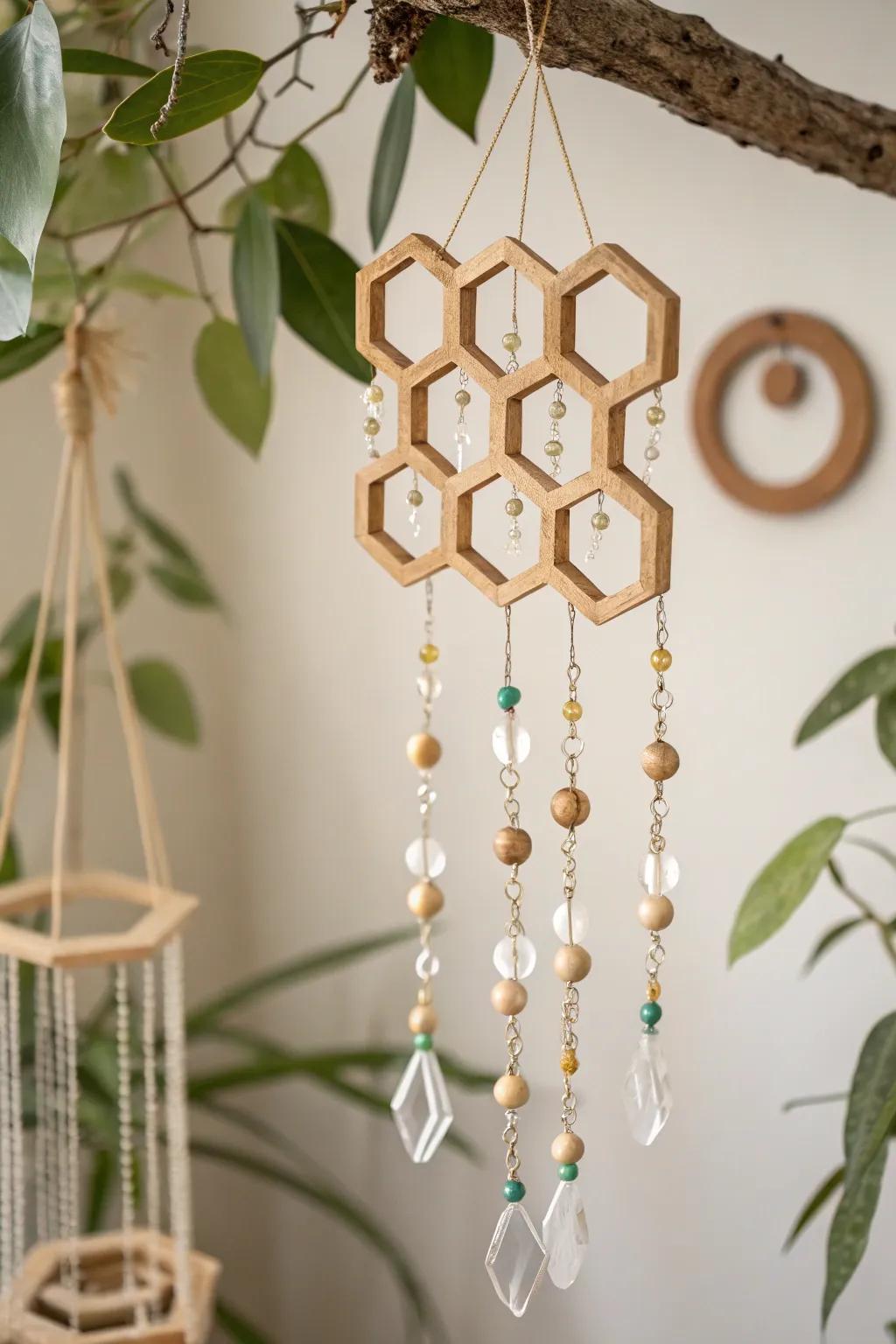 Let the gentle melodies of handcrafted honeycomb wind chimes bring tranquility to your space.