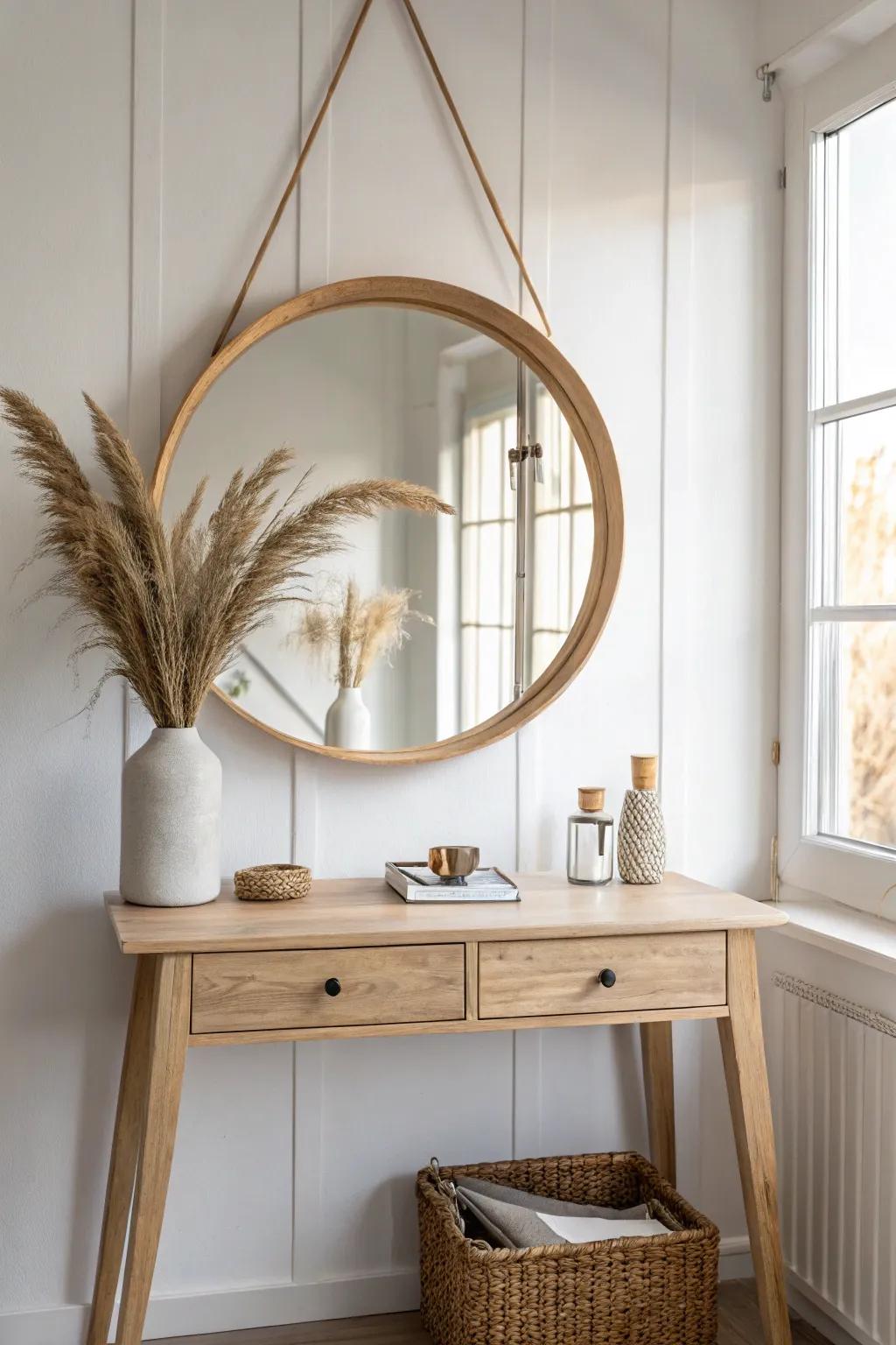 Reflect elegance and hide cords effortlessly with a stylish mirror.