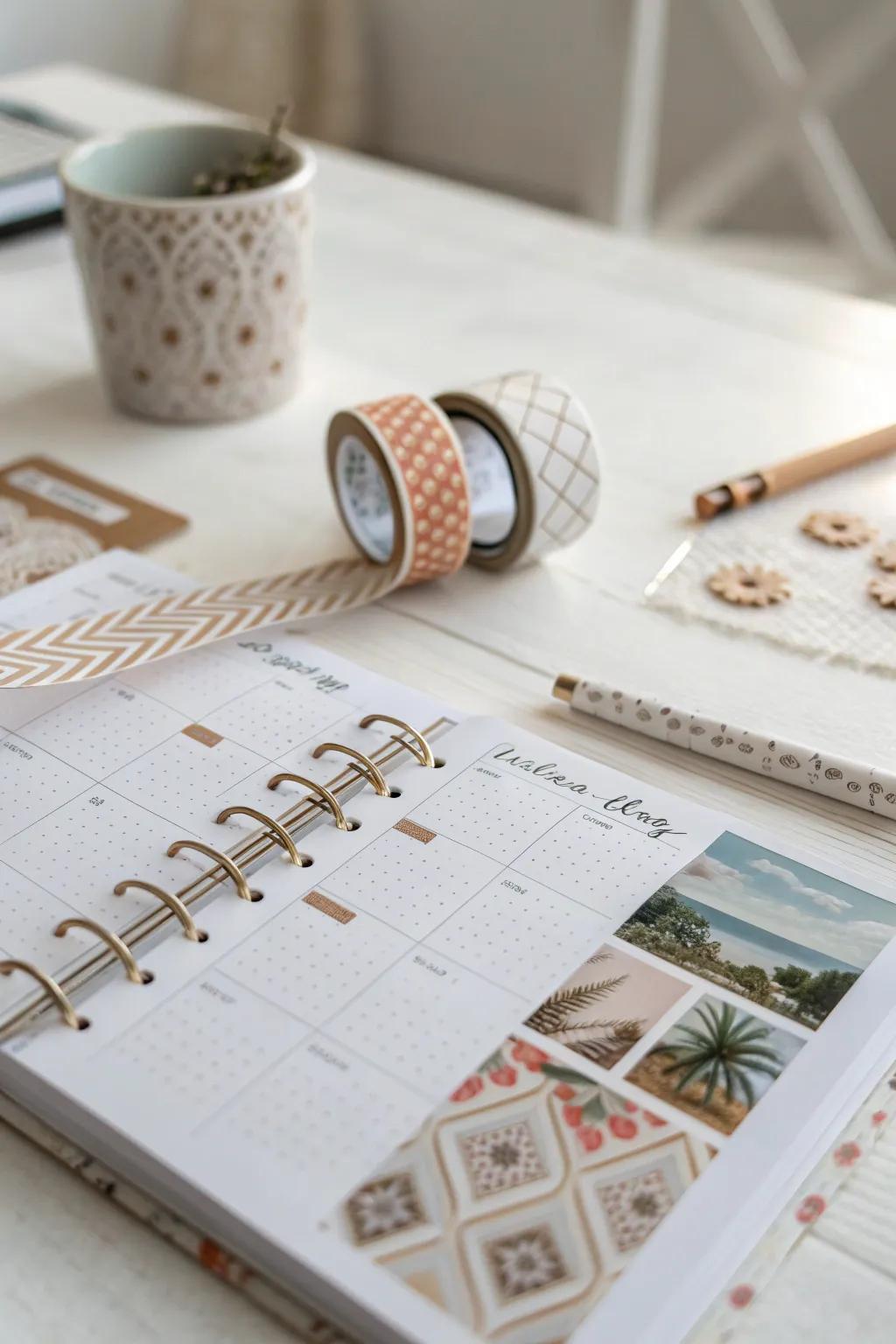 Elevate your planner with artistic touches using washi tape—your window to endless inspiration.