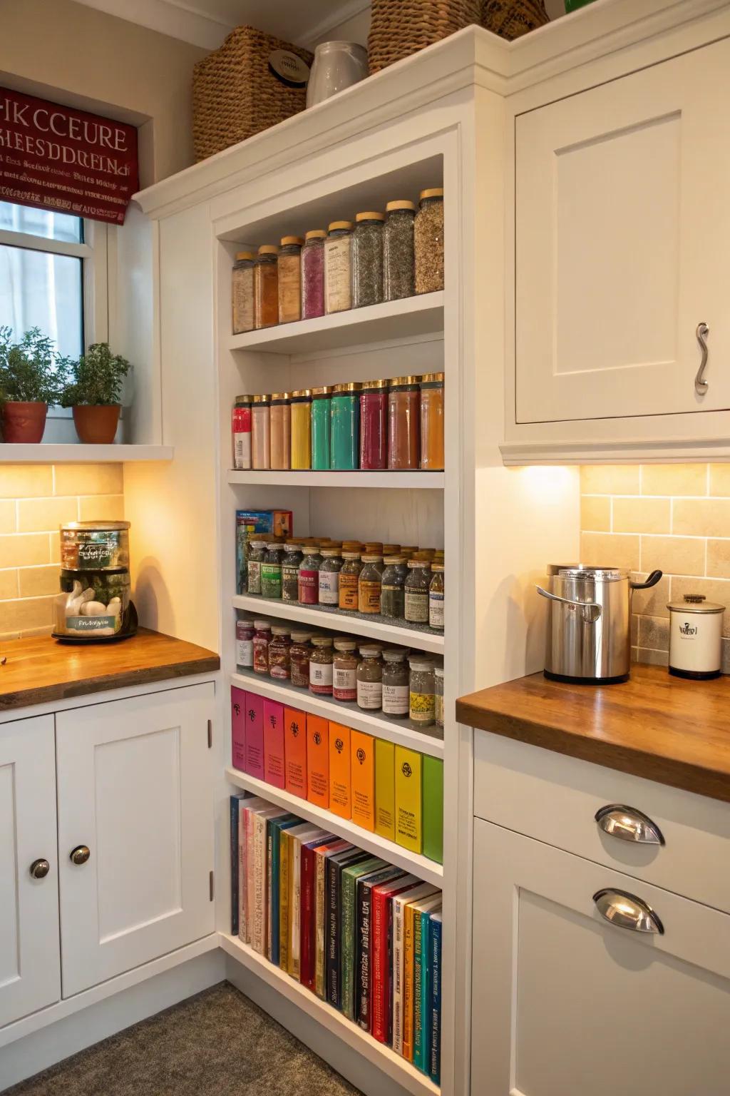 Organize your kitchen with a mini bookcase for spices.