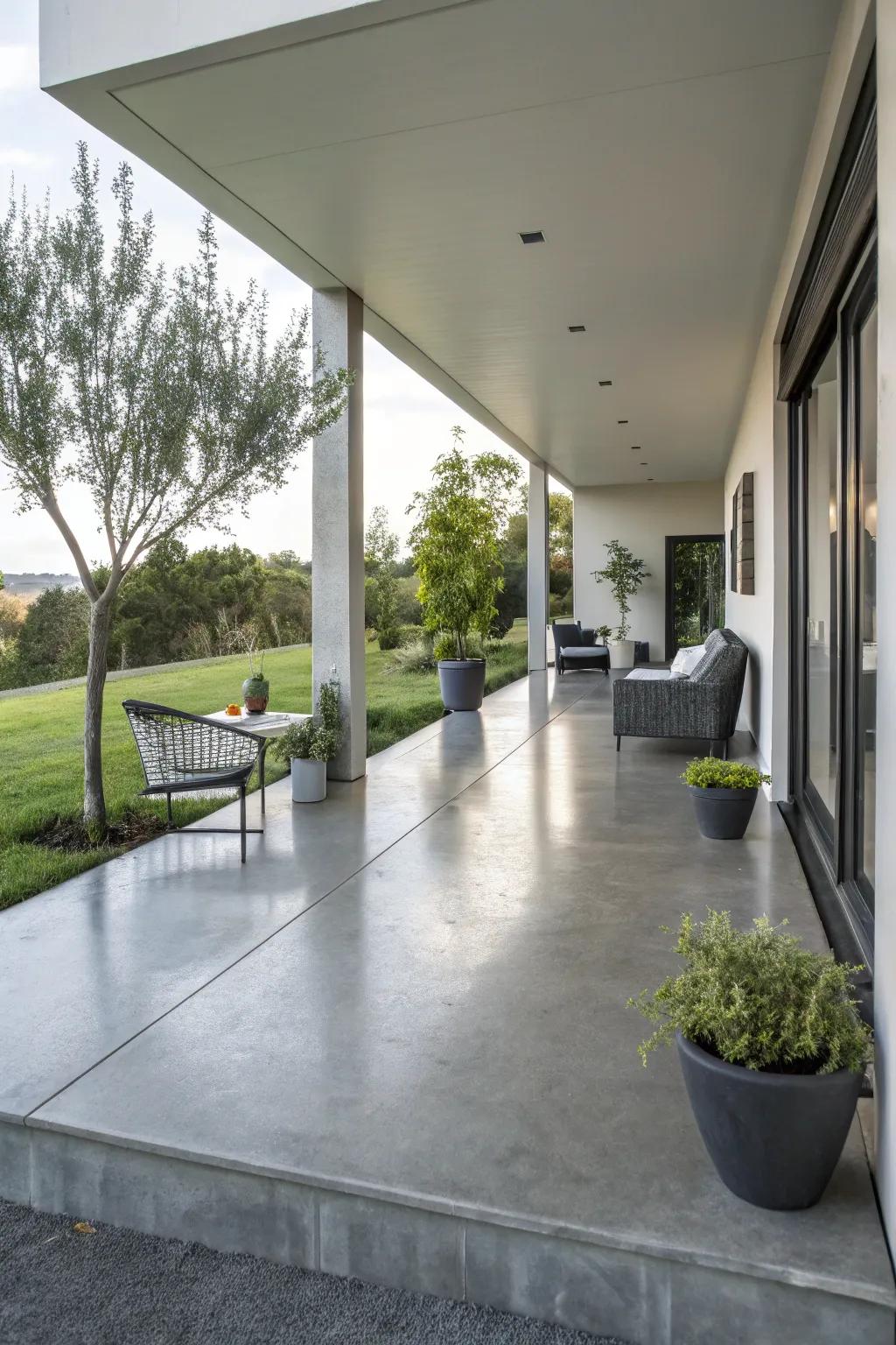 A polished finish offers a sleek and modern porch look.