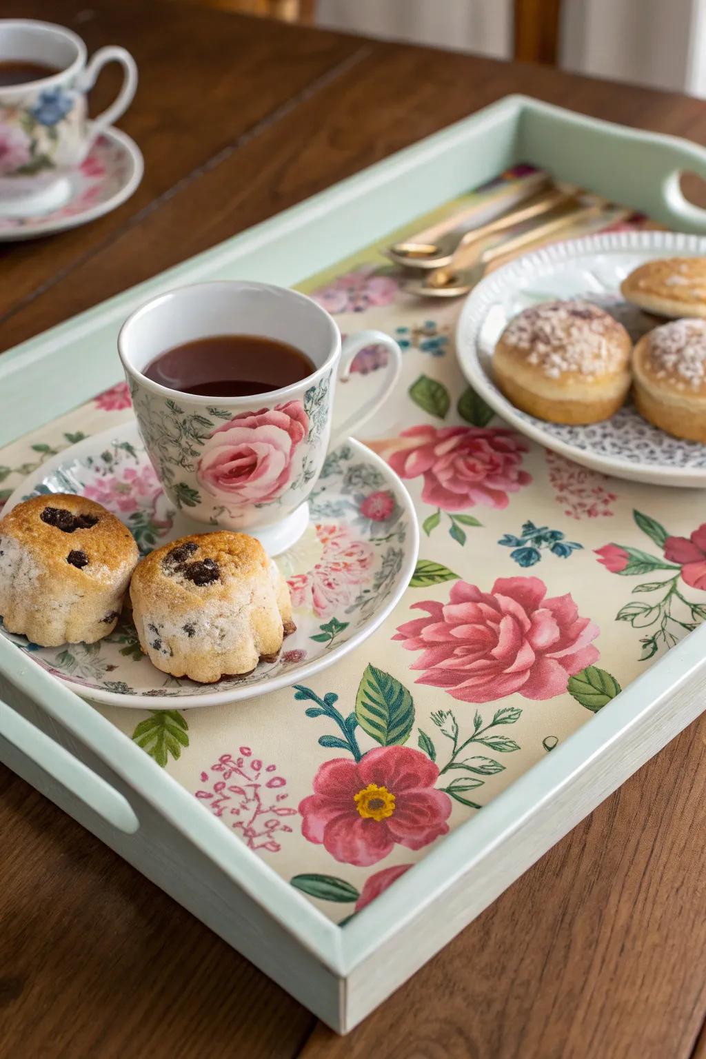 Serve in style with a decorative vinyl serving tray.