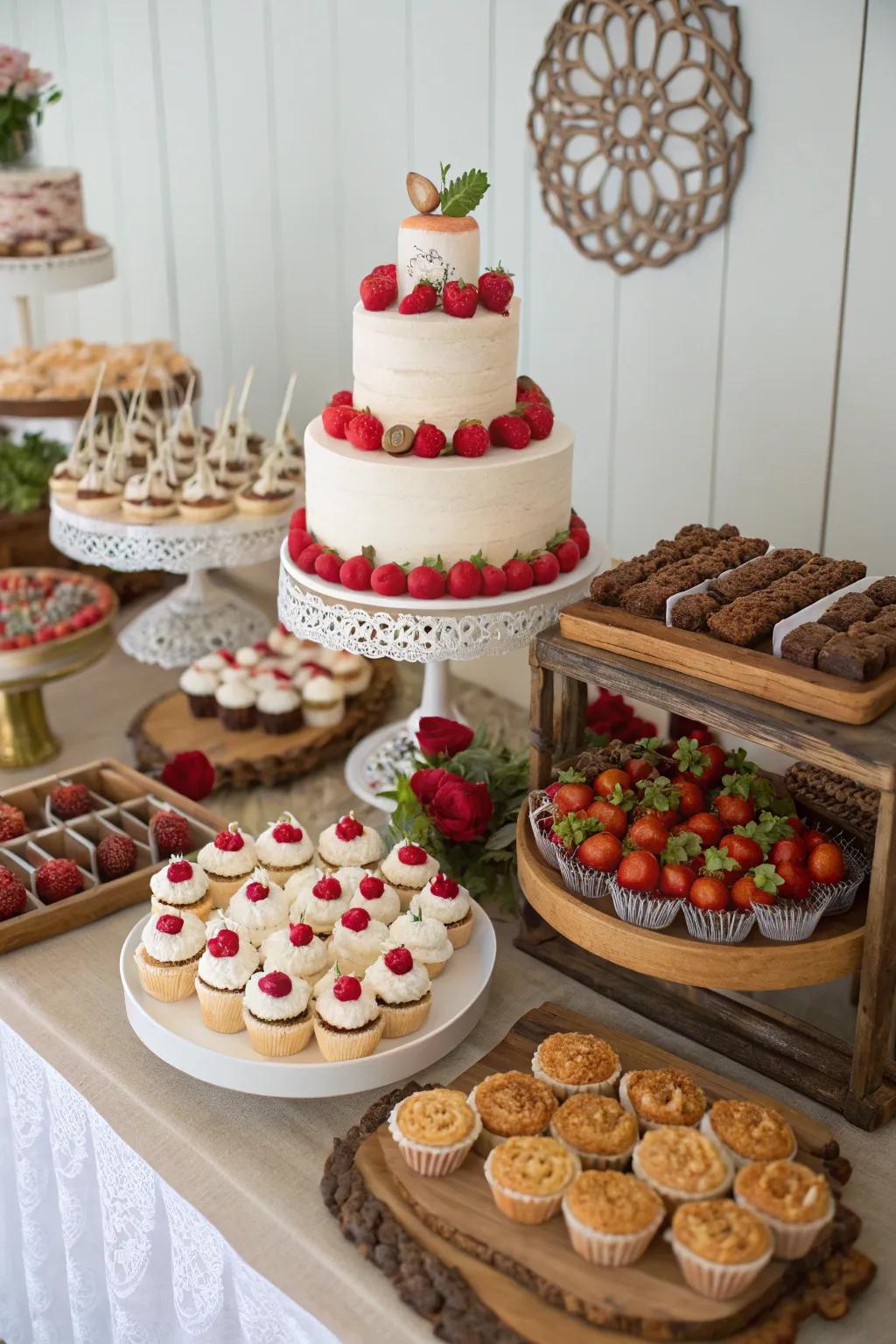 A themed dessert table is a visual and tasty delight.