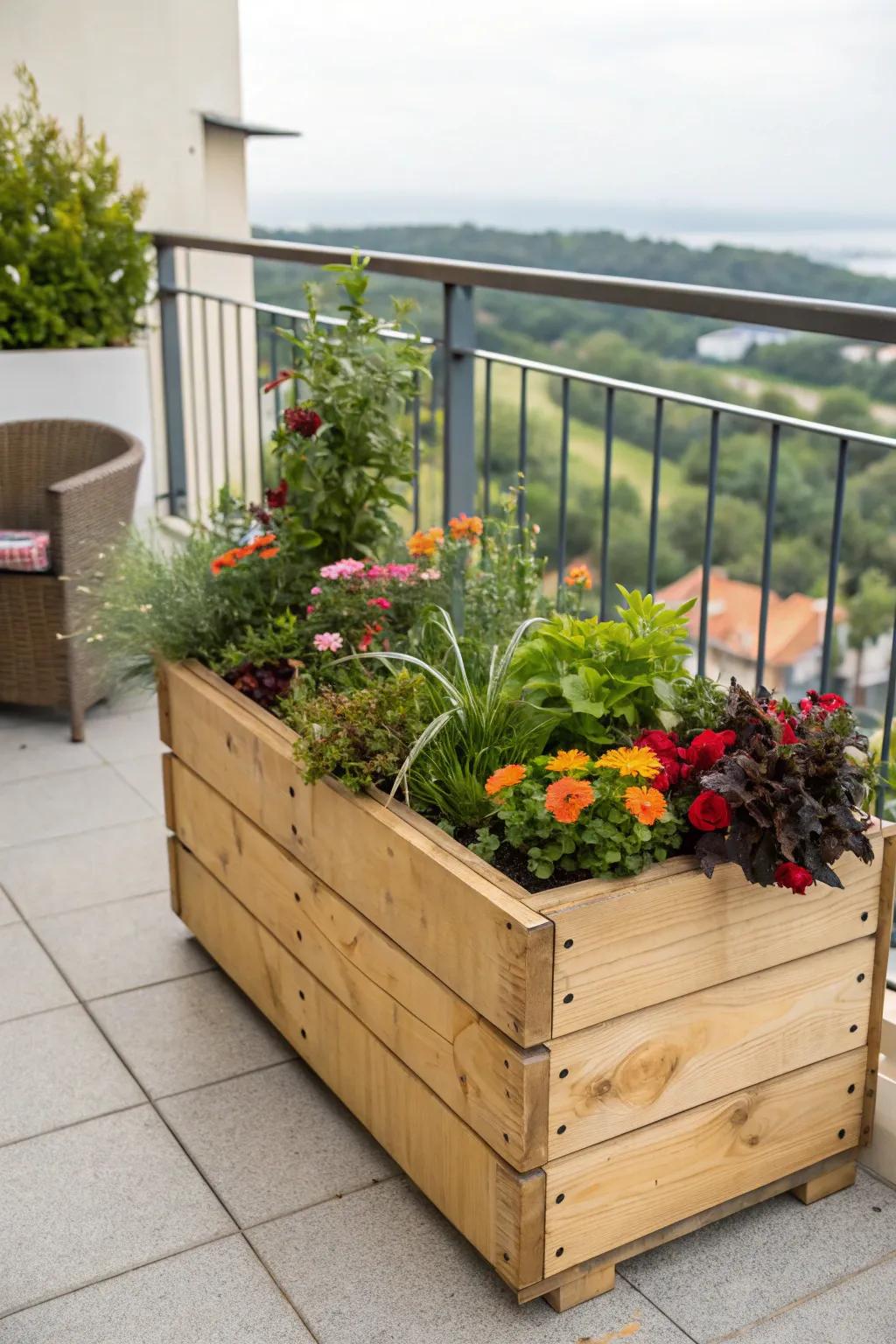 Add a touch of nature with an easy wooden planter box.