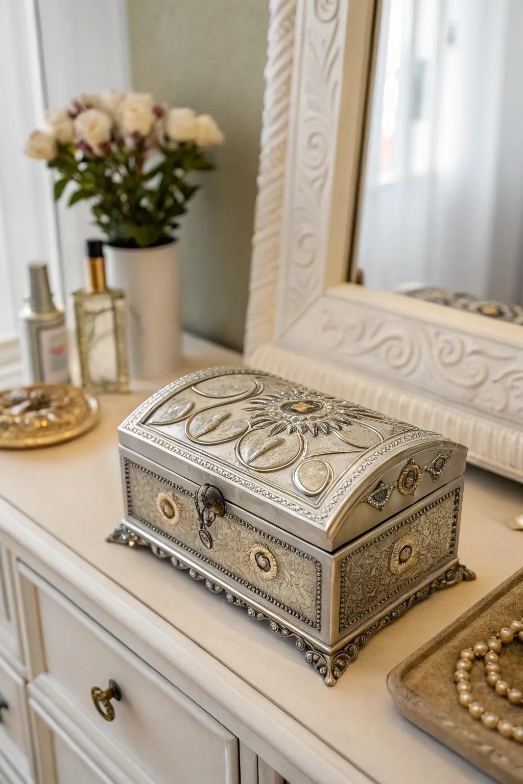 A custom jewelry box designed for treasured keepsakes.