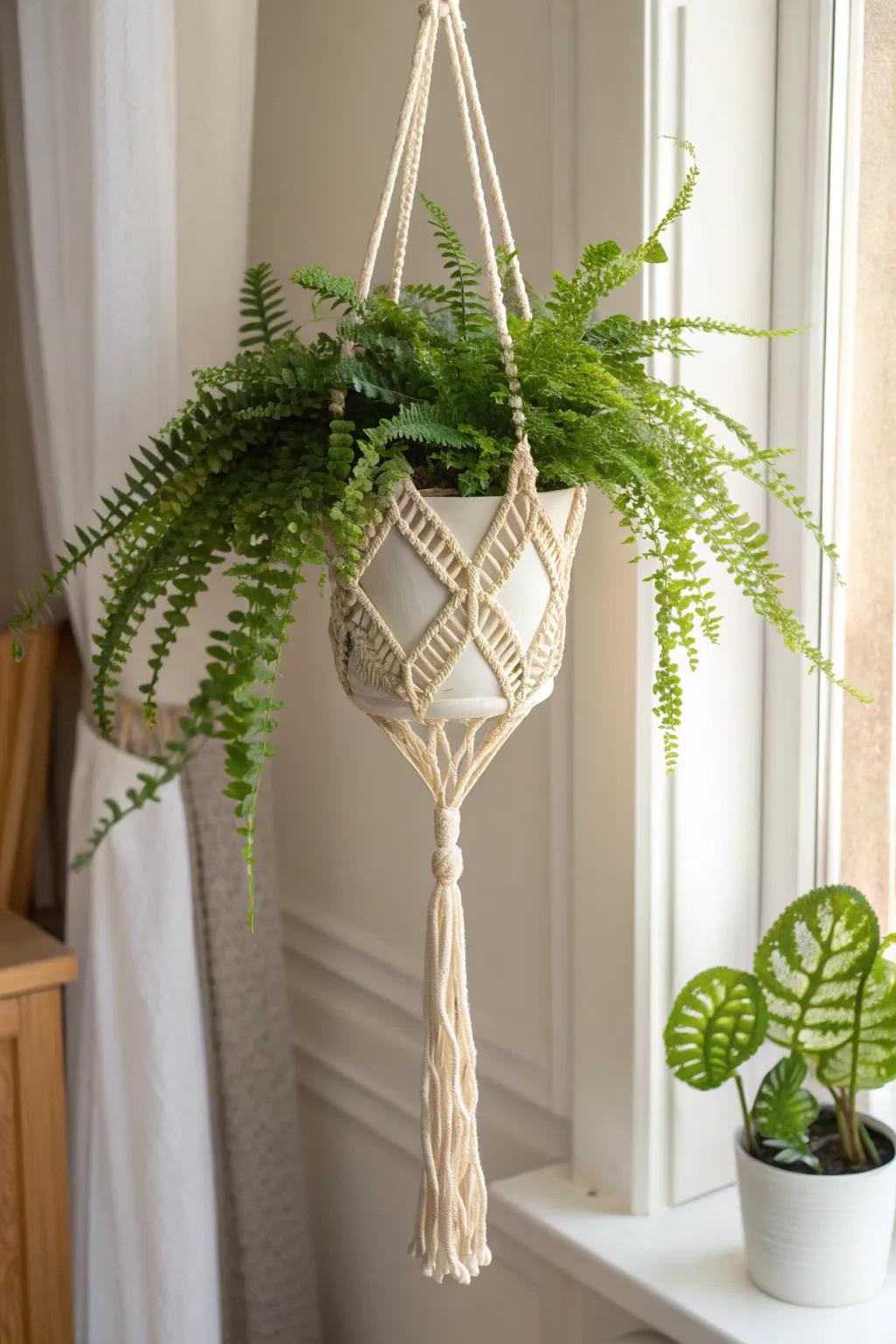 Elevate your greenery with handcrafted elegance: a macramé planter holder for the minimalist soul.