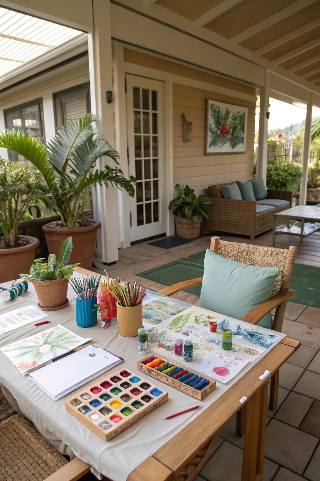 Let your creativity flow in a lanai art studio.