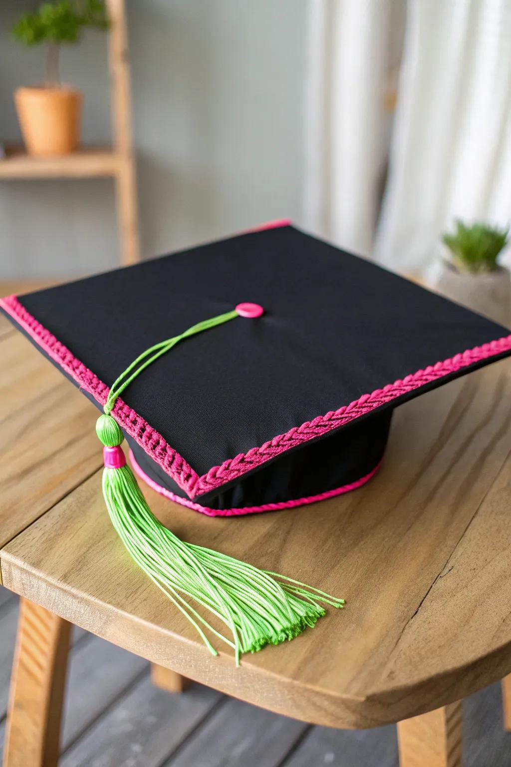 Illuminate your graduation day with neon accents for a chic and modern twist!