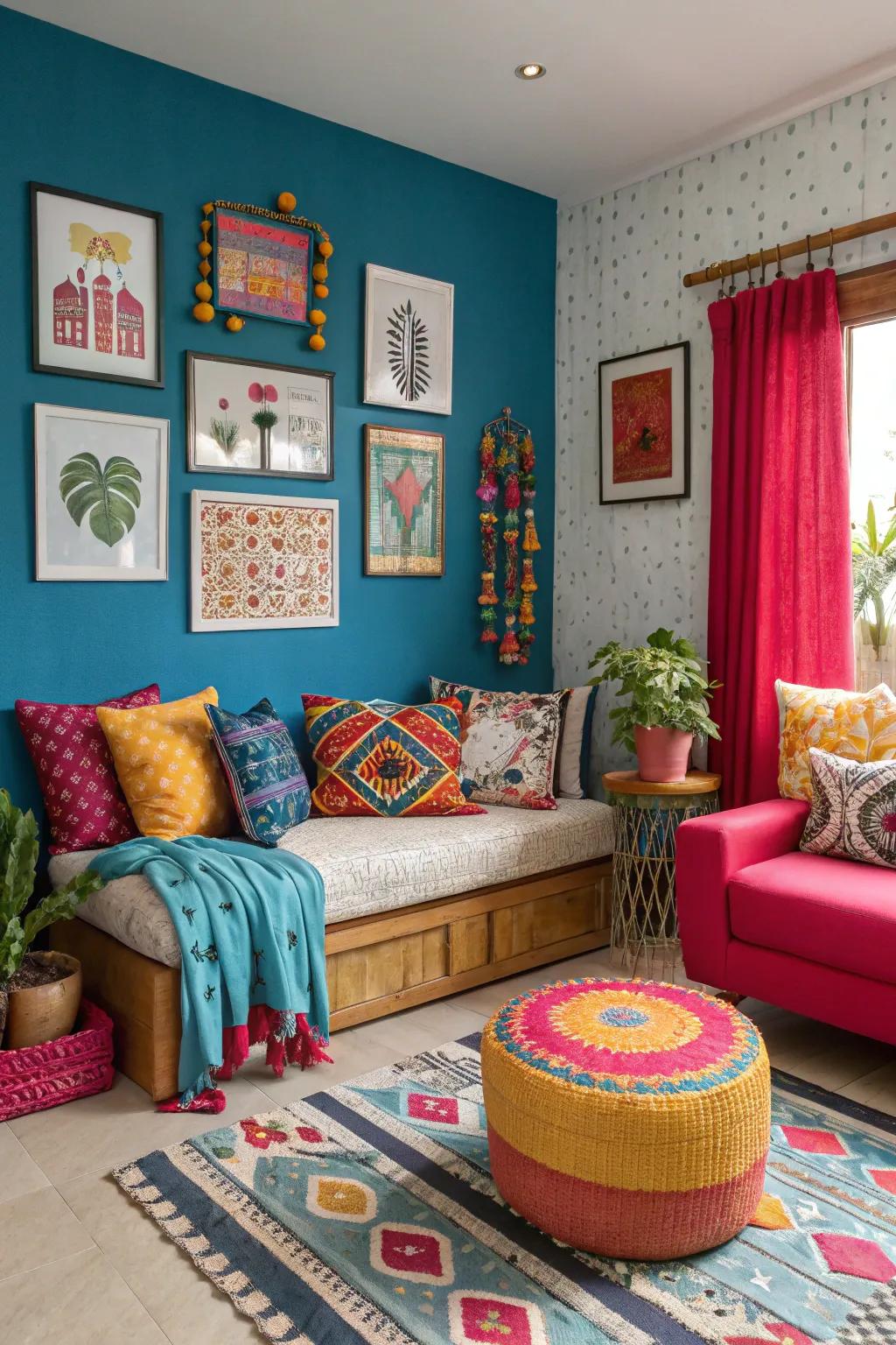 A striking nook with bold colors that make a statement.