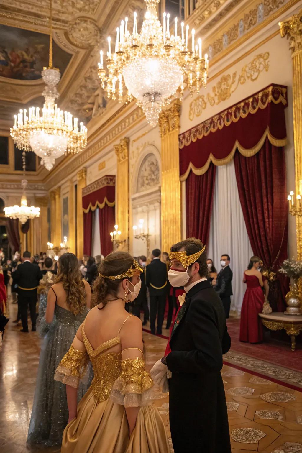 Feel like royalty with an opulent royal ball masquerade.