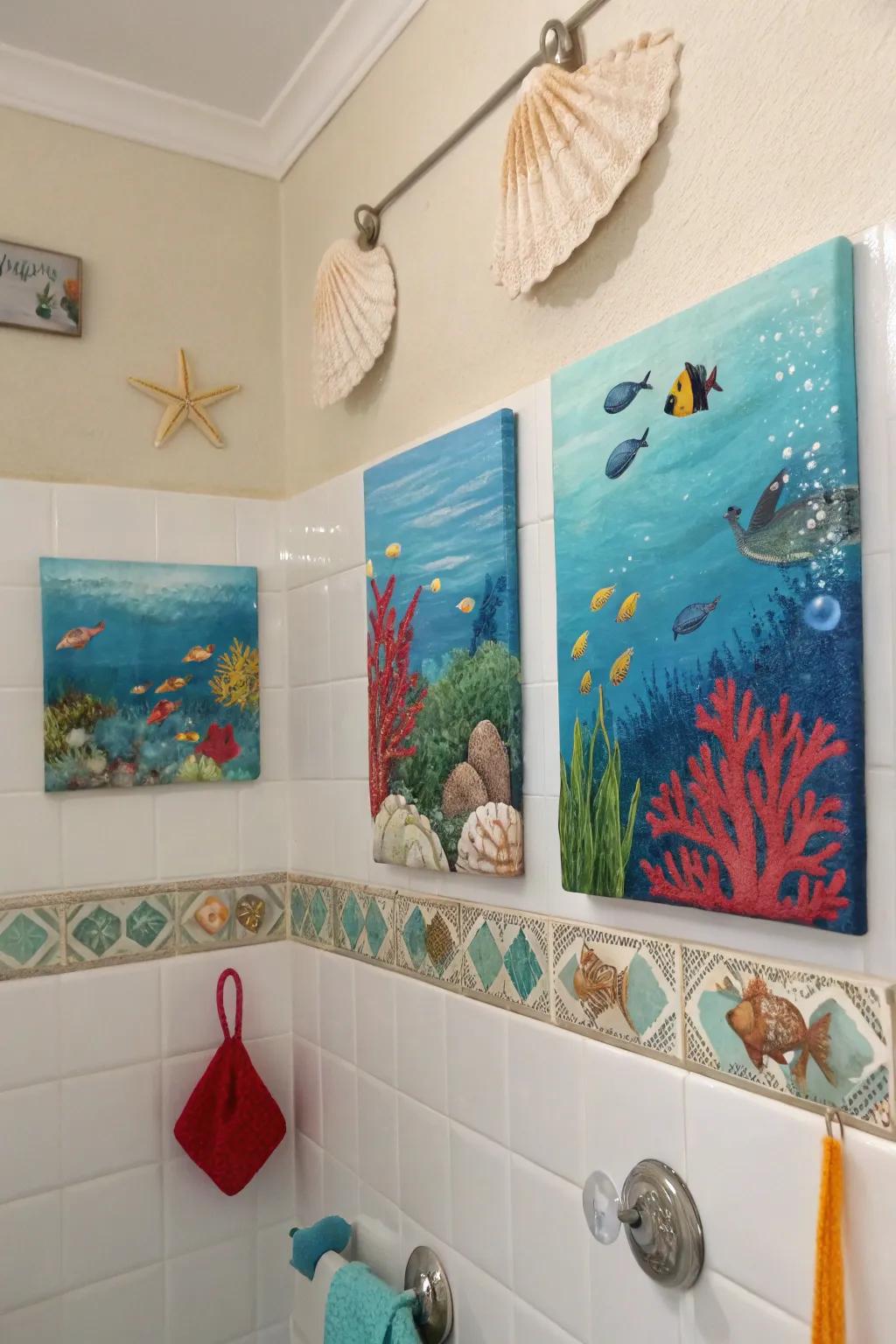 Underwater art adding a splash of life to my bathroom.