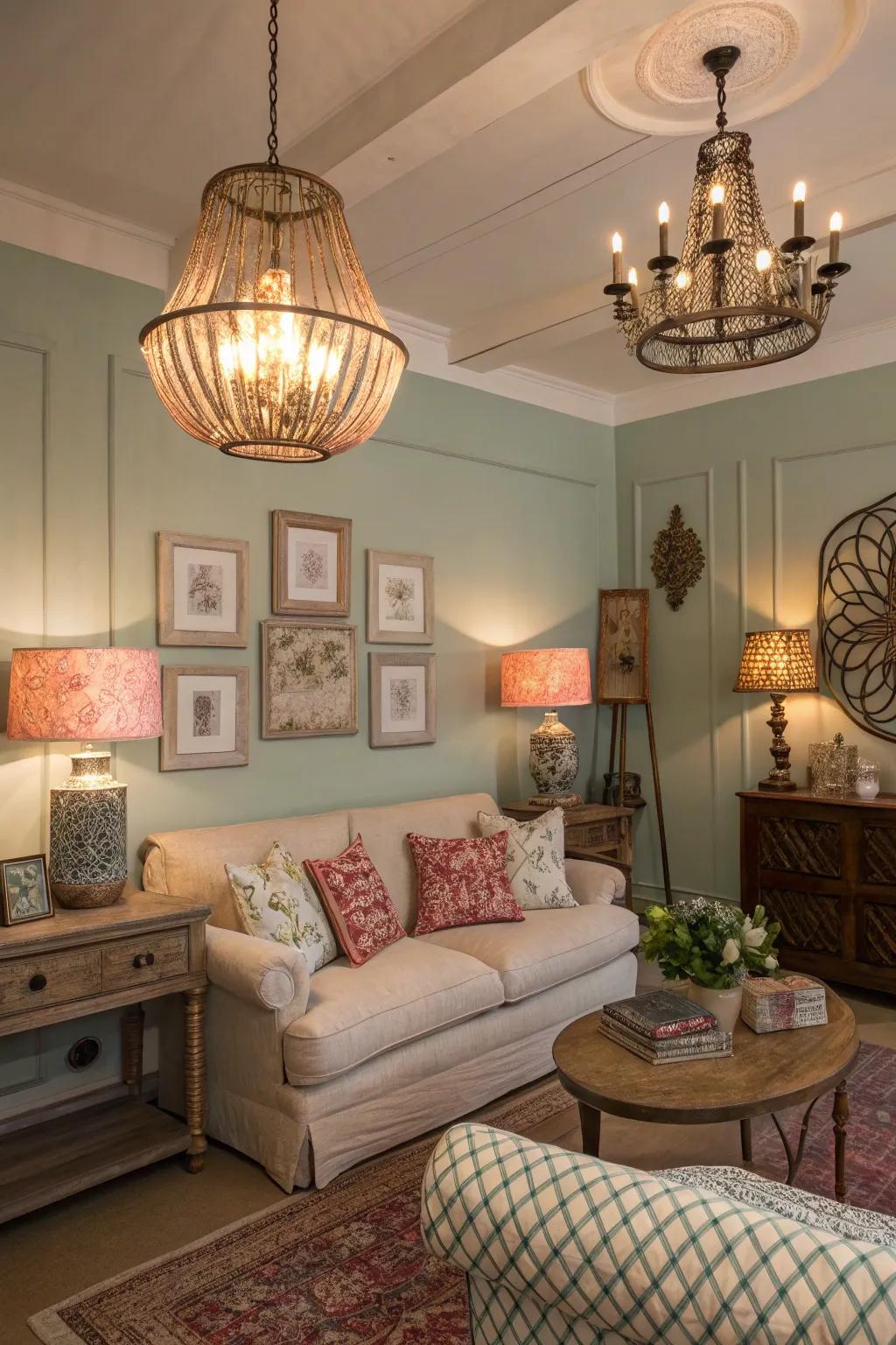 Vintage lighting adds character and warmth