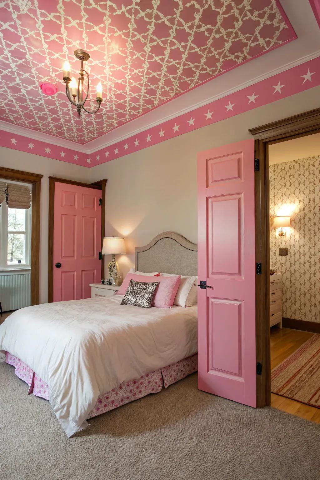 Pink accents in unexpected places creating a cohesive design.