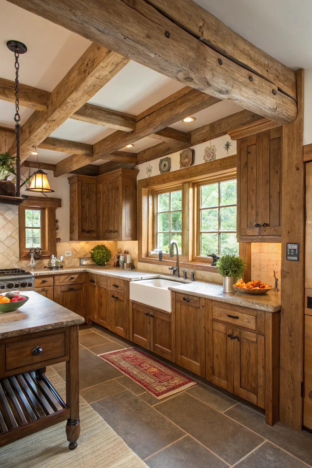 Reclaimed wood moldings add cozy, rustic charm.