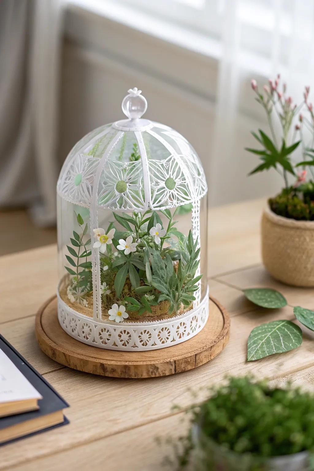 Bring a touch of nature indoors with this charming paper terrarium, a perfect blend of minimalism and boho elegance.
