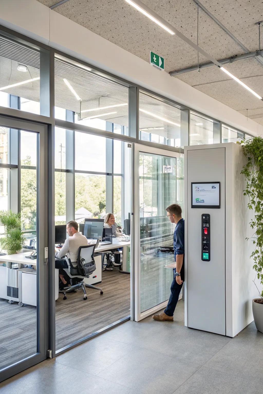 Touchless technology enhancing convenience in an open office.