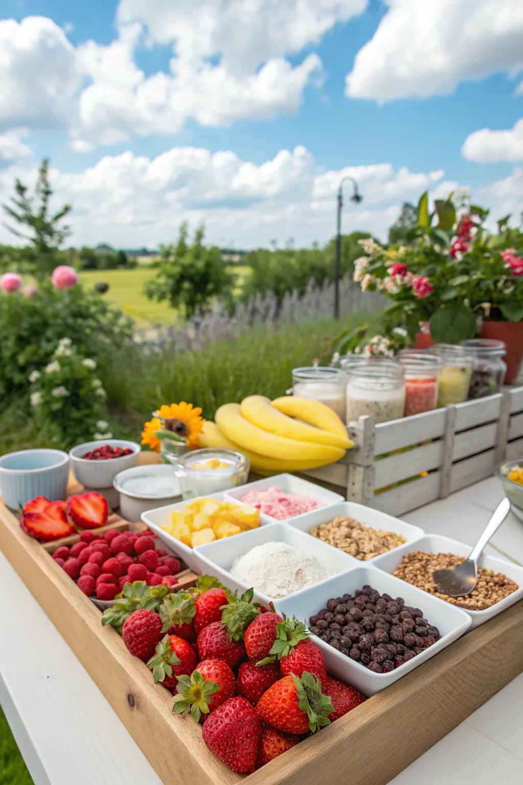 Mix delicious and healthy drinks at a DIY smoothie bar.