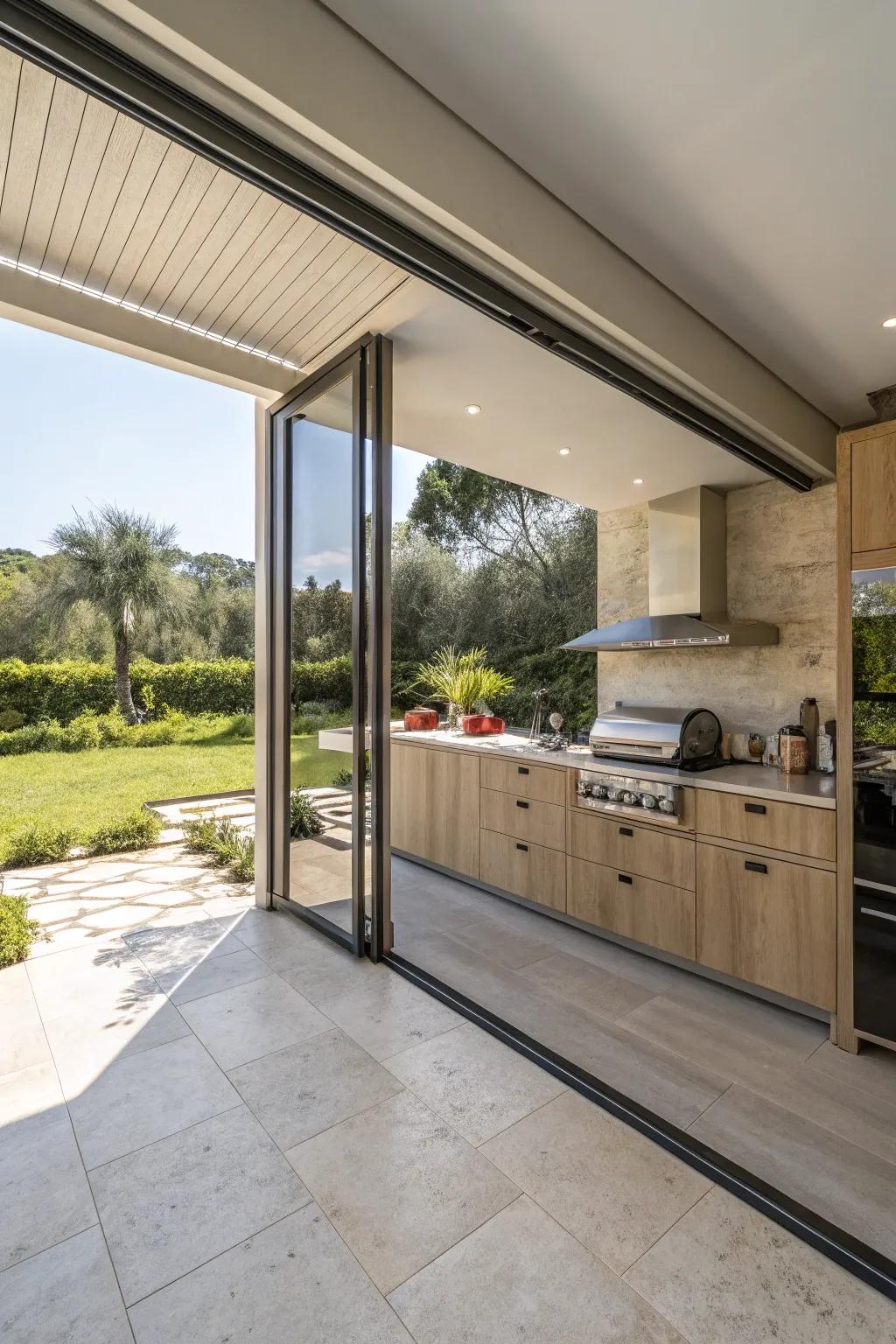 Sliding doors provide sleek and space-saving access.