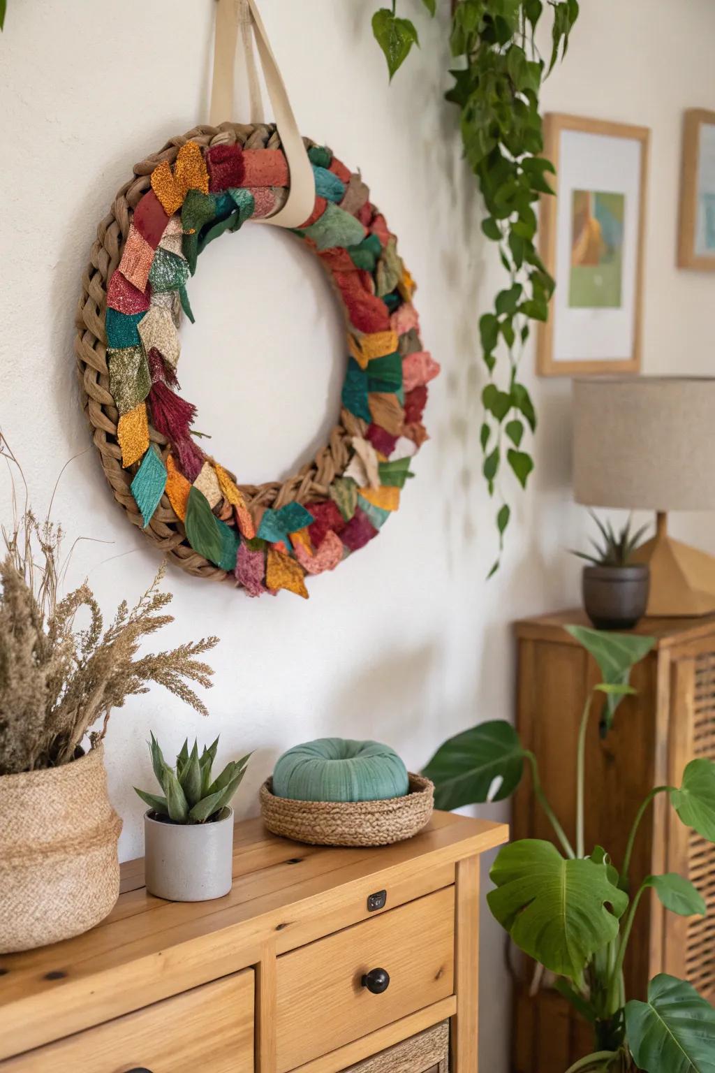 Go green with an eco-friendly fabric wreath.