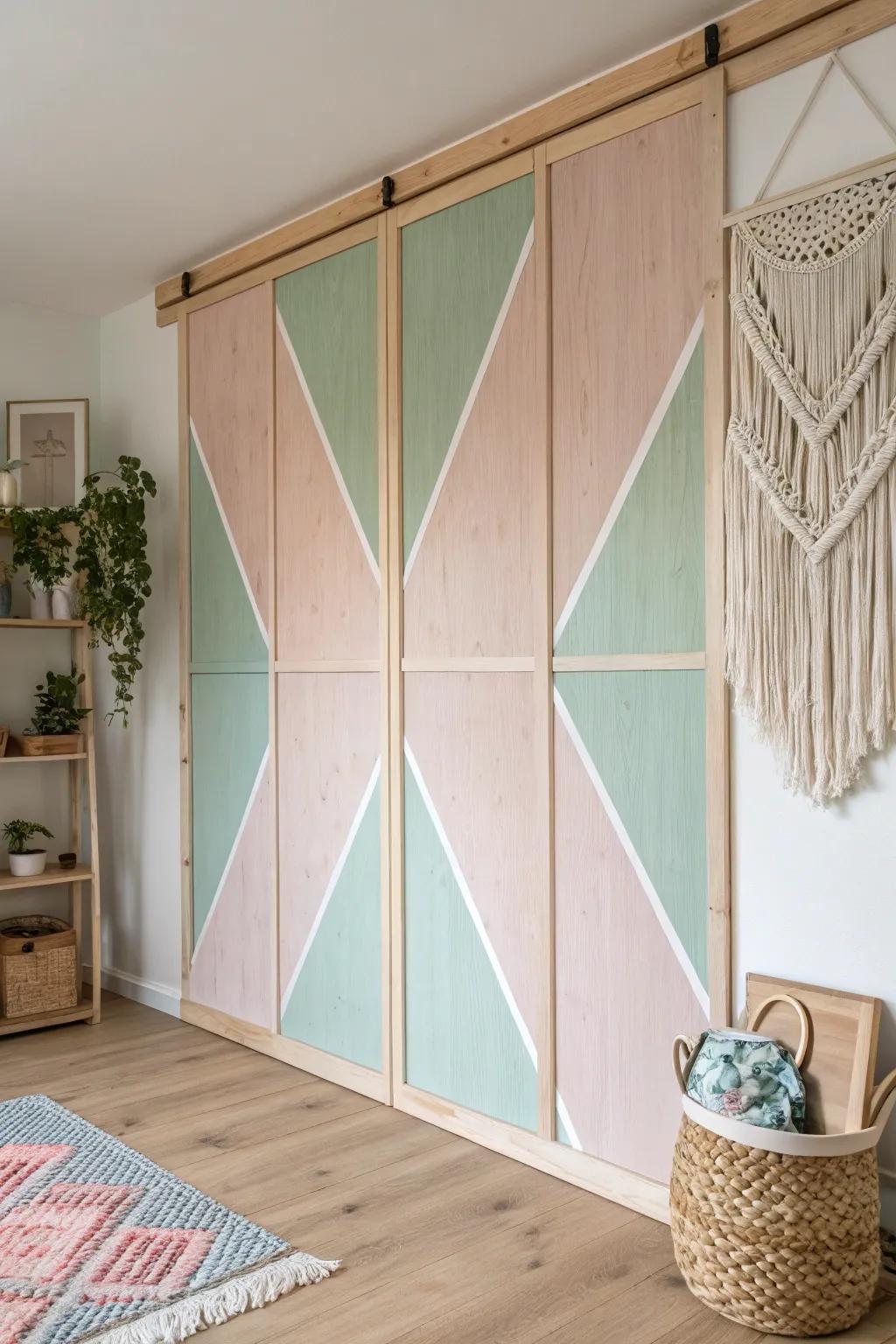 Embrace creativity with color-blocked elegance in your crafting space.