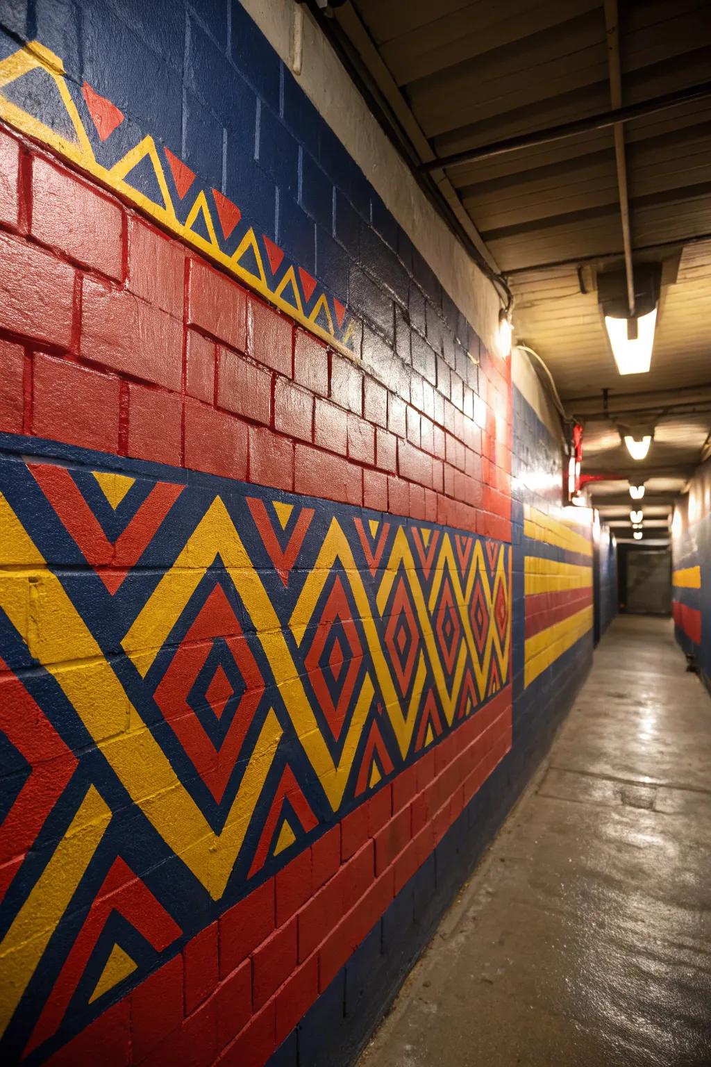Transform your basement with bold geometric flair!