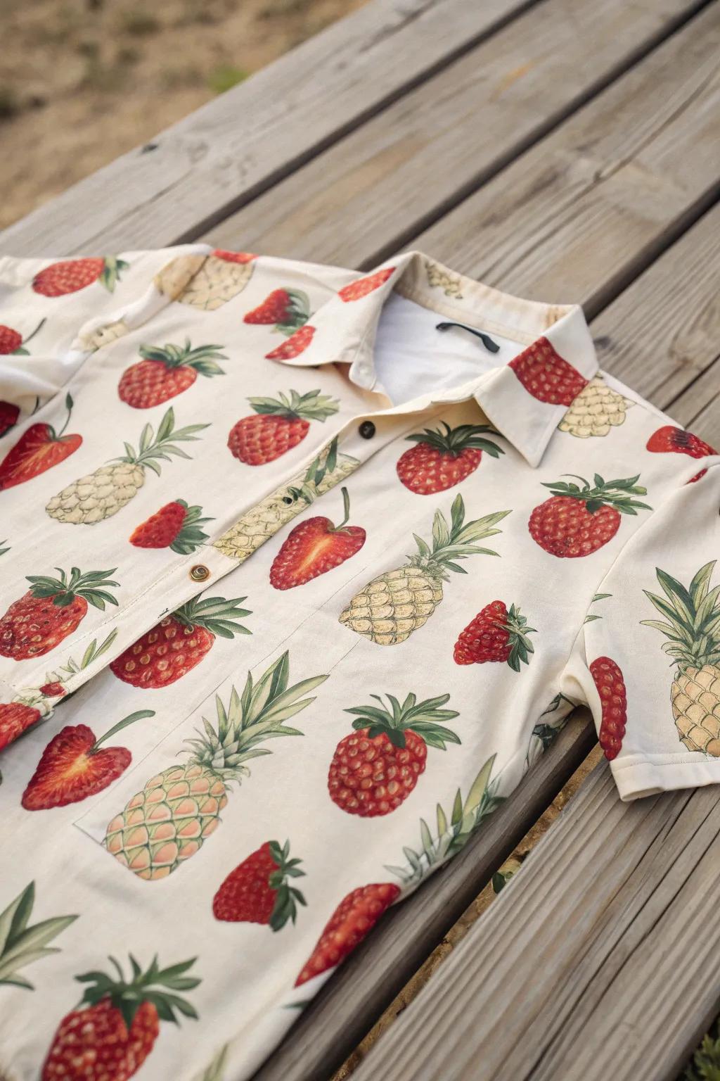 Sweeten your summer style with this beautifully crafted fruit design tee—where simplicity meets vibrant elegance!