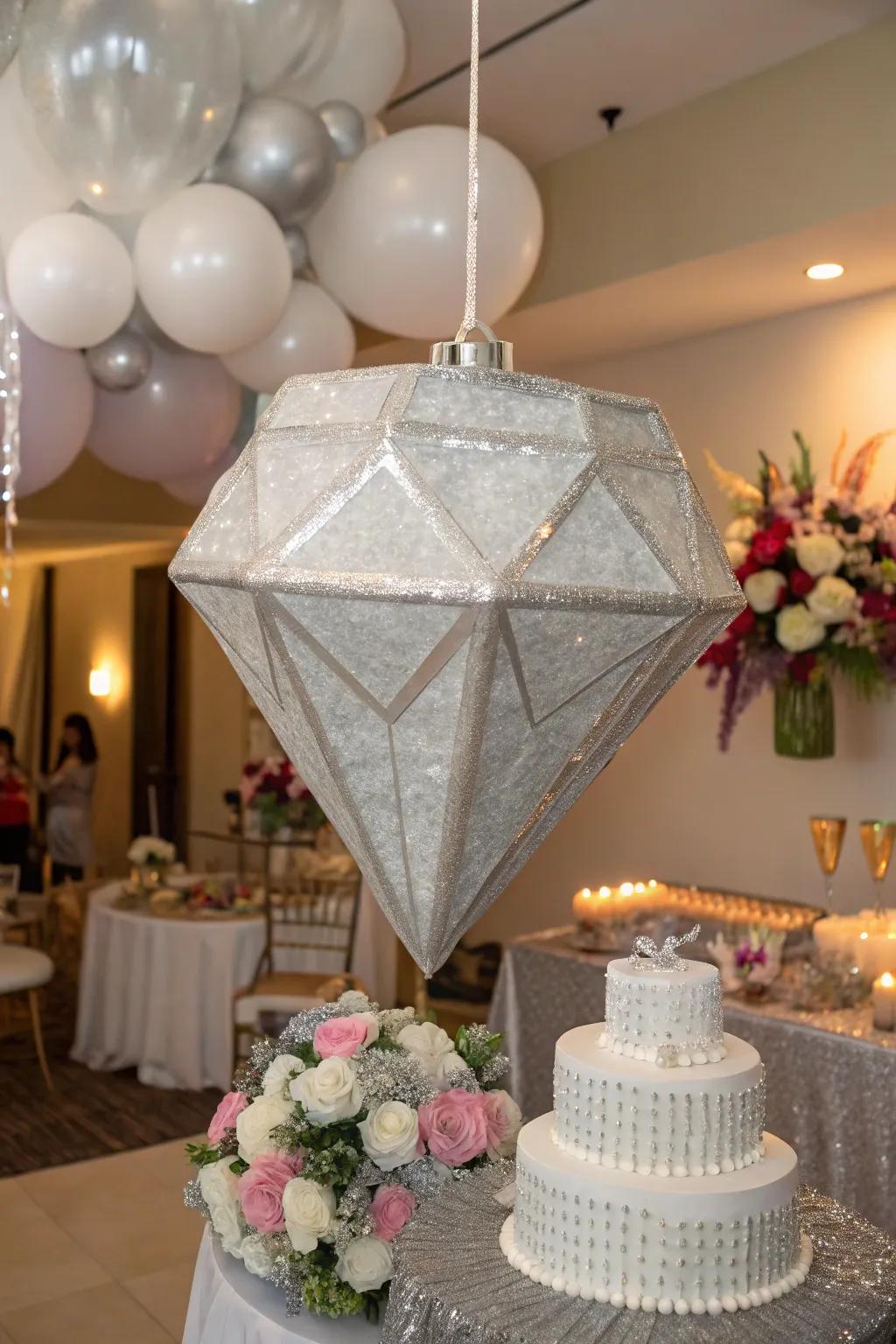 A diamond piñata adds luxury to your celebration.