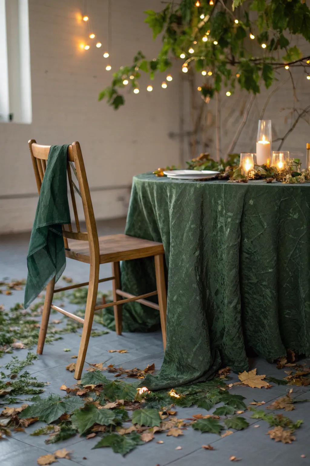 Step into a mystical forest with this enchanting table setting, where simplicity meets magic.