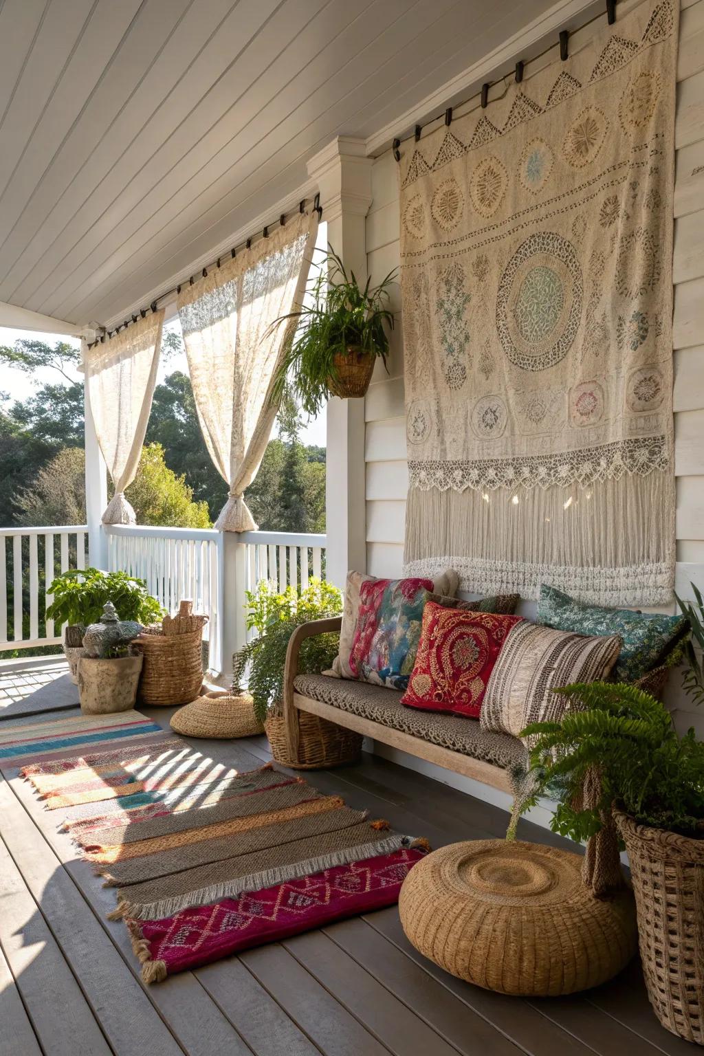 Beaded blinds introduce artistic flair to your porch.